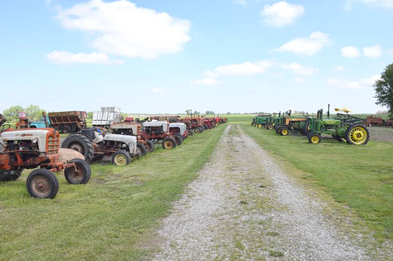 Tractors that were up for auction at the farm equipment sale of Paul F. Johnson's lifetime of collecting.